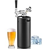 Ferroday 128oz 128oz Stainless Steel Beer Growler, Mini Keg Growler Portable Keg, Draft Beer Dispenser System Beer Keg to Kee