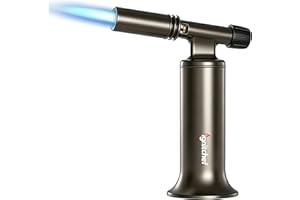 IgnitChef Metal Butane Torch Lighter, Refillable Kitchen Torch, Creme Brulee Torch with Adjustable Flame, Continuous Mode for