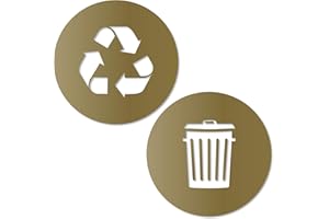 Vinyl Friend Recycle and Trash Sticker Logo Style Symbol to Organize Trash cans or Garbage containers and Bins - Contour Cut Decal Sticker (Gold, XSmall)
