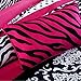 Home Style Teen Girls Hot Pink Black White Bedding Comforter Set Damask Zebra Bedspread +Matching Sham+ Decorative Throw Pillow Sleep Mask Polka Dot Fuchsia Paris Comforters Kids Girl (Twin Twin XL)
