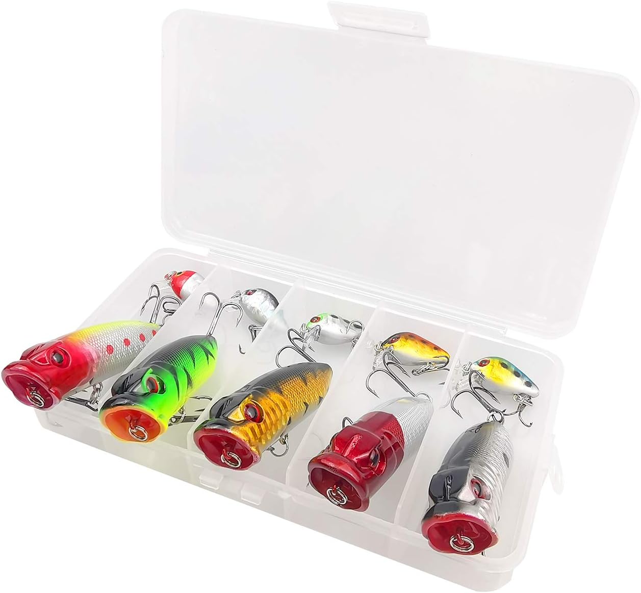 10PCS Topwater Fishing Lures Bass, SundayPro Poppers Fishing Lure Baits, Fishing Crankbait Lures, 3D Eyes Lifelike Swimbaits for Freshwater Saltwater Perch Trout (5PCS Popper +5PCS Crankbaits) : Sports & Outdoors
