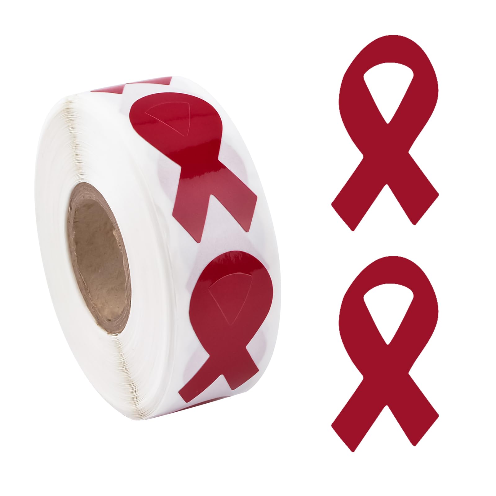 CRAFFANCY Red Ribbon Sticker, 500 Pcs Red Ribbon Awareness Stickers Heart Disease HIV/AIDS Awareness Drug Prevention Ribbon for Event Gift Letter Bags