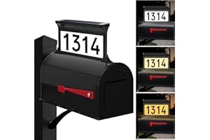 Lacasa Solar Address Sign, 3 Colors-in-1 Mailbox Number Plaque Light for Outdoor, Double-sided LED Lighted Waterproof Address Plaque for Mailbox Topper, Address Numbers House Numbers for Outside Light Up