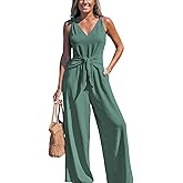 CUPSHE Women's Summer Jumpsuits Sleeveless Tie Knot Wide Leg Long Pants Romper with Pockets