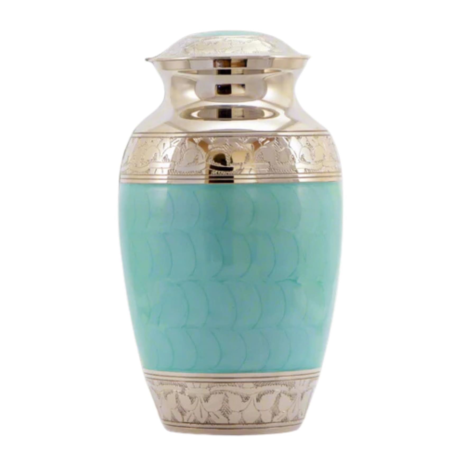 Royal Rapture Urns For Ashes Cremation Funeral Memorial Handcrafted Adult Love Urns decorative Brass (Silver Blue, 10" Large) RJM10-01