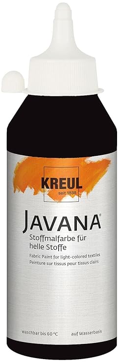 Kreul 91310 - Javana Stoffmalfarbe für helle Stoffe, brillante Farbe mit cremigem Charakter, 250 ml Flasche, schwarz