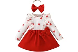 Bonangber Baby Girl Christmas Dress Toddler Thanksgiving Dress Ruffle Patchwork Long Sleeve Dress Baby Christmas Outfit