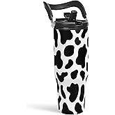 SANDJEST Cow Print Tumbler with Handle, 30oz Flip Straw Stainless Steel Tumblers Coffee Travel Cup, Cowgirl Tumbler Gifts for Women Girls for Birthday Christmas Mothers Day