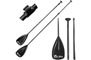 LBW Stand Up Paddle Board Paddle - 3 Pieces Adjustable Aluminium Alloy Floating SUP Paddle with Storage Bag, Portable Durable Oars