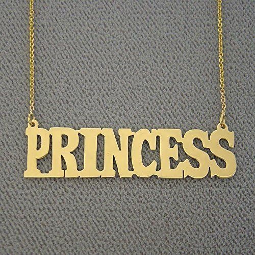 Name Necklace 10k Gold Custom Made Block Font Nameplate Charm Chain Personalized Jewelry