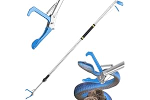 Gzlozak Snake Grabber Tool, 66" Snake Tongs Removal Professional Collapsible Rattlesnake Reptile Grabber Long Reach Grabber Heavy Duty Wide Jaw Handling Tool with Lock Non-Slip Foam Grip