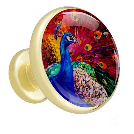 Kleiderschrank Knöpfe Ölgemälde Pfau Kommode Knobs Gold dekorative