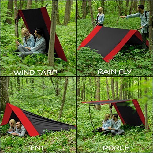 Double Hammock Camping Gear Straps | Best Portable Parachute Nylon 2 Person Folding Hammock with Tree Hanging Straps, Rope & Instruction Booklet | Ideal for Travel, Hiking & Backpacking - Thumbnail 2