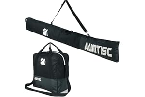 AUMTISC Ski Bag and Boot Bag Combo, Padded Ski Travel Bags, Adjustable Length Ski Bag Up to 200cm and Boots Up to Size 13