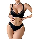 SHENHE Women's Mesh Solid Sheer Lingerie Set Sexy Lace Bra and Panty 2 Piece