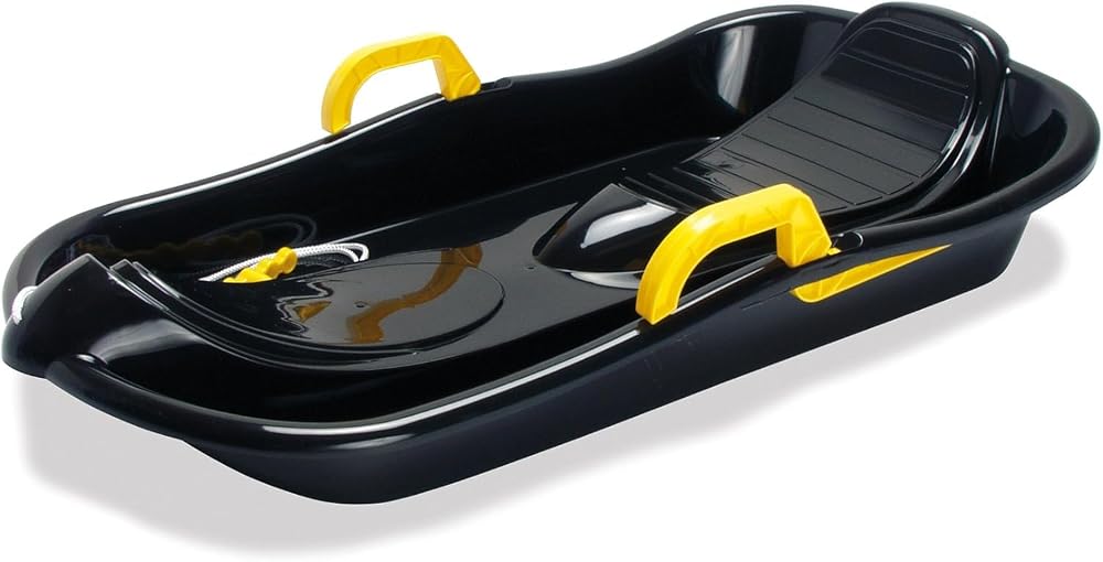 Dantoy Kids Sledge with Brakes - Black Snow Toboggan Bob Sled for Winter Fun