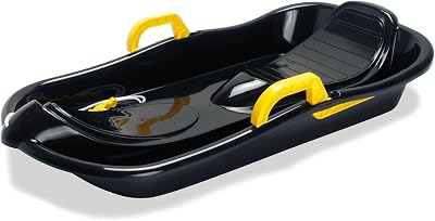 Dantoy Kids Sledge with Brakes - Black Snow Toboggan Bob Sled for Winter Fun