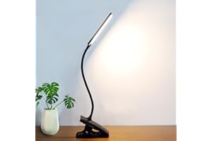 deaunbr LED Reading Light with Clip USB Rechargeable Book Lights, 24 LEDs Flexible Neck Night Bed Lamp, Touch Control Portable Clamp Desk Lamps for Bed Headboard, Computers -Black