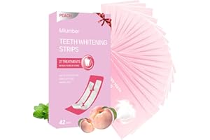 Milumber Teeth Whitening Strips for Sensitive, 42 Strips Whitener Safe Whitestrip, Deep Stains Removal Tooth Whitening, Enamel Safe Non-Slip Dry Strip Technology for Whiter Teeth, Peach