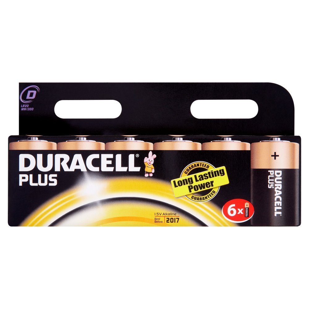 Duracell DURDK6P D Cell Plus Power Batteries Pack of 6 LR20/HP2
