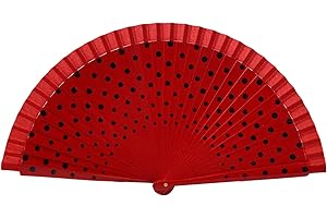 Flamenco Spanish Wood Folding Fan Classical Vintage Dots Pattern Stylish Handheld For Dance Performances Decors Spanish Fan