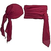 Gloreyan Pirate Costume Head Scarf Wraps Sash Belt Waist Bandana Pirate Costume Accessories for Men Women Halloween Costume A