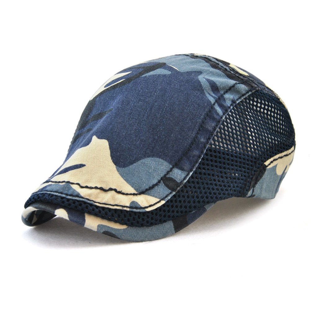 GADIEMENSS 迷彩 ベレー帽 夏 メッシュ 大きいサイズ ハンチング帽 レディース メンズ 男女兼用 大きい キャップ メッシュ アウトドア 旅行 UVカッド サイズ調整 ブルー