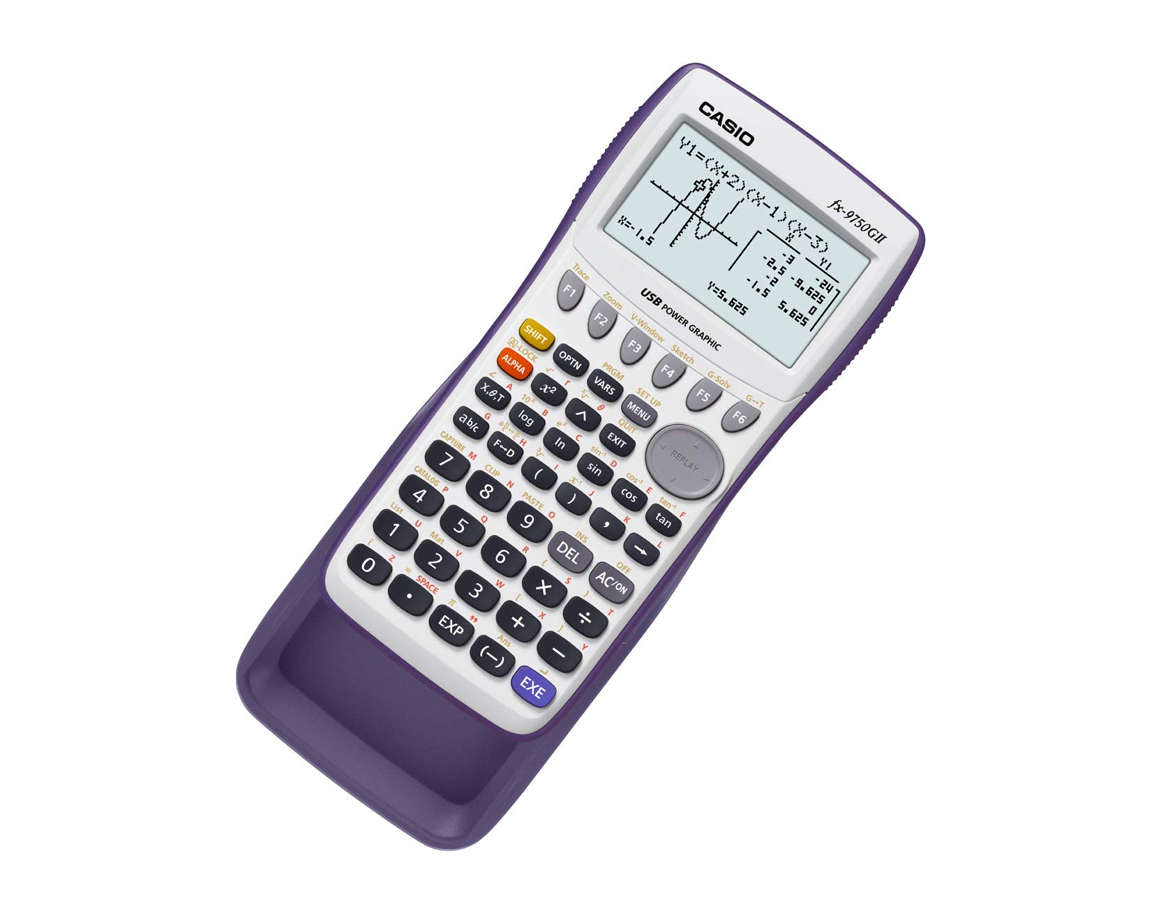 Casio fx9750GII Graphing Calculator with icon based menu. Color white