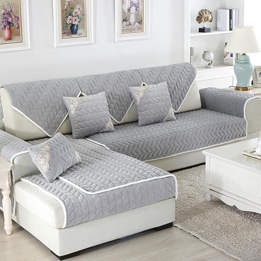 Soft Solid Plush Sectional Sofa Throw Cover Pad Anti Slip Sofa