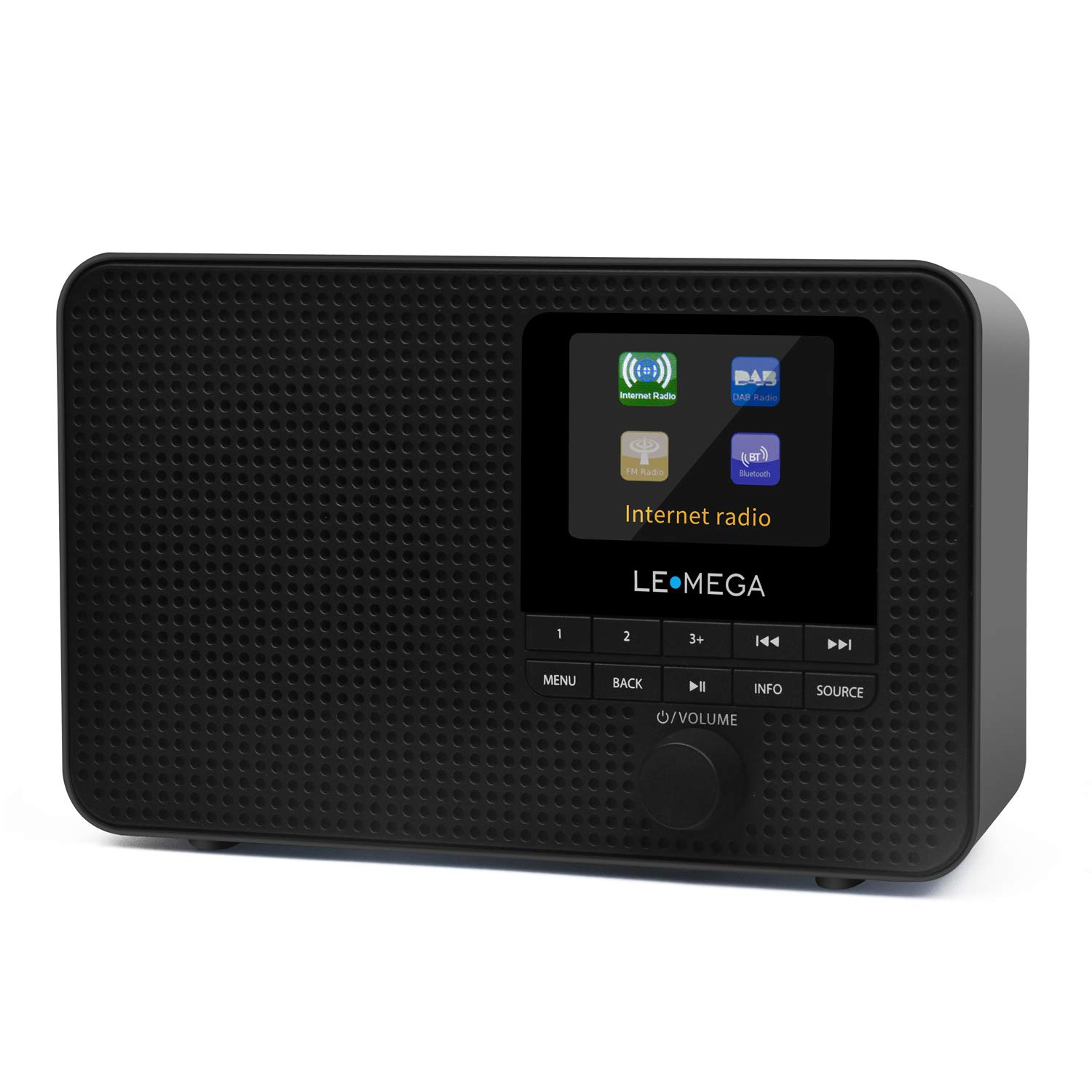 Internet Radio with DAB | Portable DAB+ Bluetooth Radio | Digital Radios Mains and Battery 12hr Play | FM,Podcast Player,Dual Alarm | 60 Presets,Headphone Jack, Colour Display | LEMEGA IR1 Black