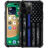 DJSOK Compatible with iPhone 14 Pro Max Case，Design Pattern Back Bumper Anti Scratch Reinforced Corners Soft TPU Caver,Cases for Men Women-American Police Flag