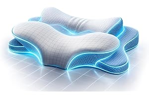 FUNCCUBE Cervical Neck Pillow for Sleeping, Butterfly Memory Foam Pillow for Neck Pain Relief, Cooling BASF Foam for Side Back & Stomach Sleepers, CertiPUR-US & Oeko-TEX Certified, Standard Size