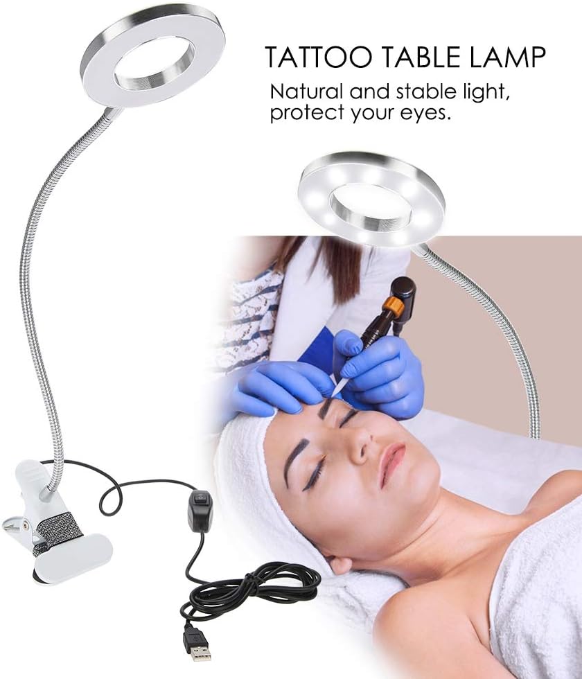 ZJchao Beauty Lamp Makeup Tattoo LED Lamp, USB Salon Desktop Light with Clip, Cold and Warm Light - Image 4