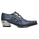 New Rock 7960-S6 Embossed Mens Vintage Black, Blue