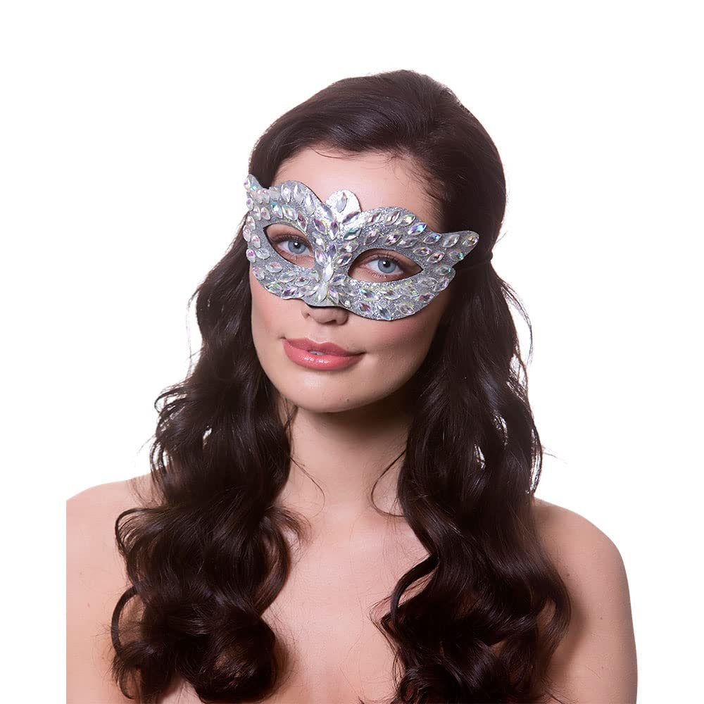 Wicked Costumes Silver Diamante Eye Mask Accessory