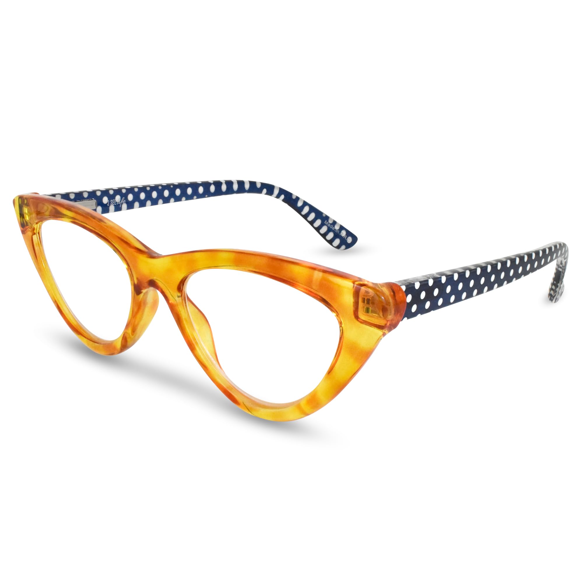 Photo 1 of Honey Cateye Reading Glasses for Women – Stylish Readers with Solid & Sturdy Frame, Premium Quality, Spring Hinges, Scratch Resistant Lenses, Perfect for Petite & Small Faces, Strength 1.75