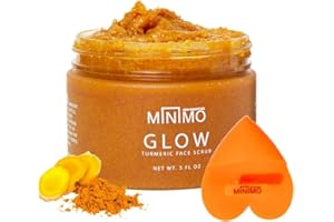 MINIMO SKIN ESSENTIALS Minimo Glow Turmeric Face Scrub With Heart Applicator - Infused with Turmeric, Manuka Honey, Cinnamon, and Chamomile - Unscented Turmeric Scrub for All Skin Types- Achieve Glowing Skin Naturally