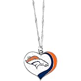 Denver Broncos Necklace Glitter Heart