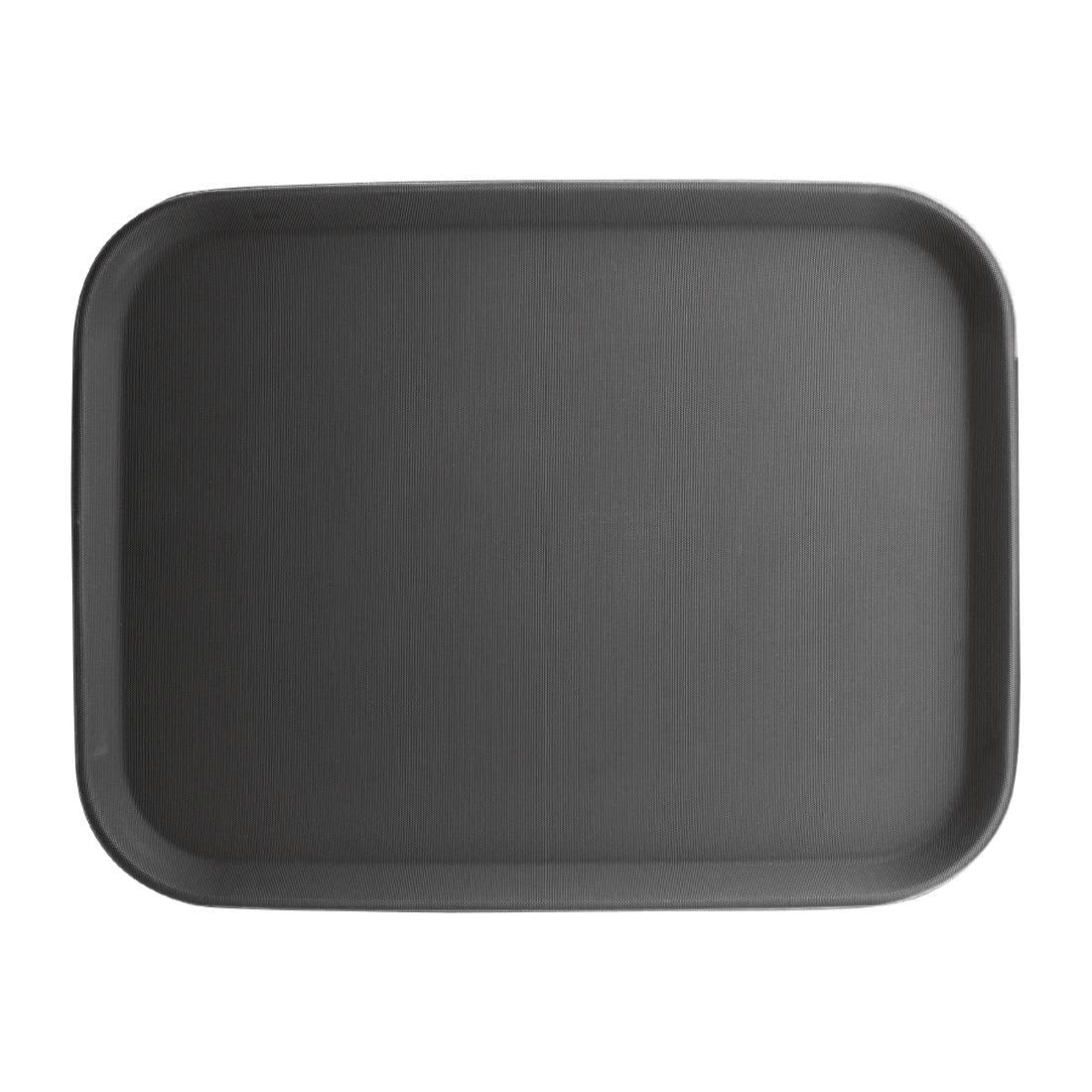 Olympia Kristallon Polypropylene Plastic Non-Slip Tray - Rectangular - 457(W) x 356(D) mm / 18 x 14 inch, Black, Slip-Resistant Textured Surface, Fast Food Canteen Tray, Stackable, C559