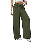 Pink Queen Womens Casual High Waist Pants Drawstring Loose Fit Summer Work Pants Trousers with Side Pockets