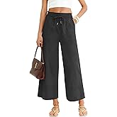 LOMON Women's Wide Leg Pants Dressy Casual Palazzo Pants Flowy Slacks Elastic Waist with Pockets