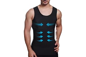 LGTFY Mens Slimming Compression Shirt, Body Shaper Workout Tank Top, Gynecomastia Tummy Control Undershirts - Change in Seconds