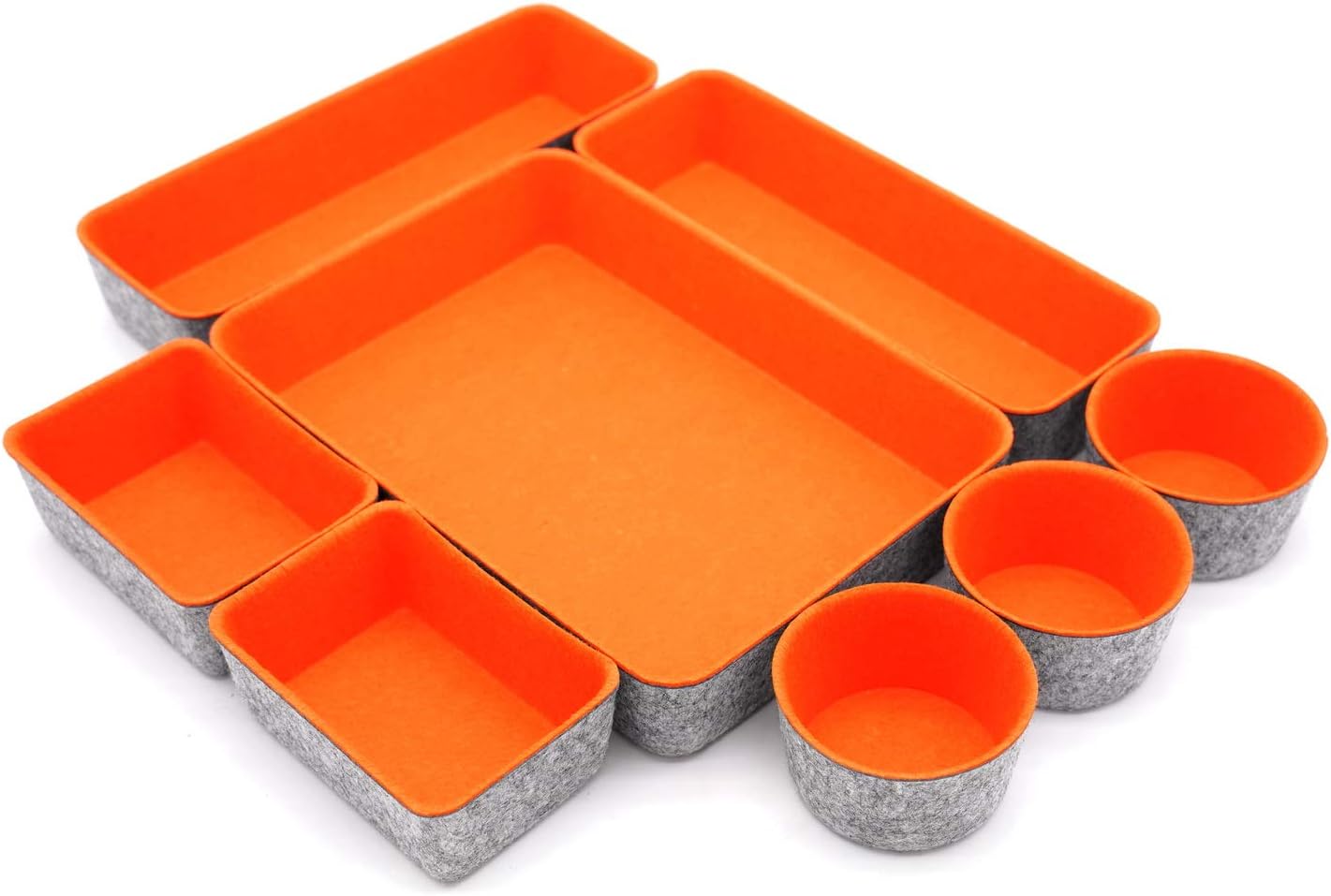 Welaxy Office supplies Drawer organizers trays 8-piece storage bins drawers dividers storage bin Pack -8 (Orange)