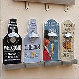 Windspeed Vintage Wall Mount Beer Bottle Opener With Small Organizer Box,Beer Bottle Shape,Rustic Bar Shop Bottle Opener (Grey)