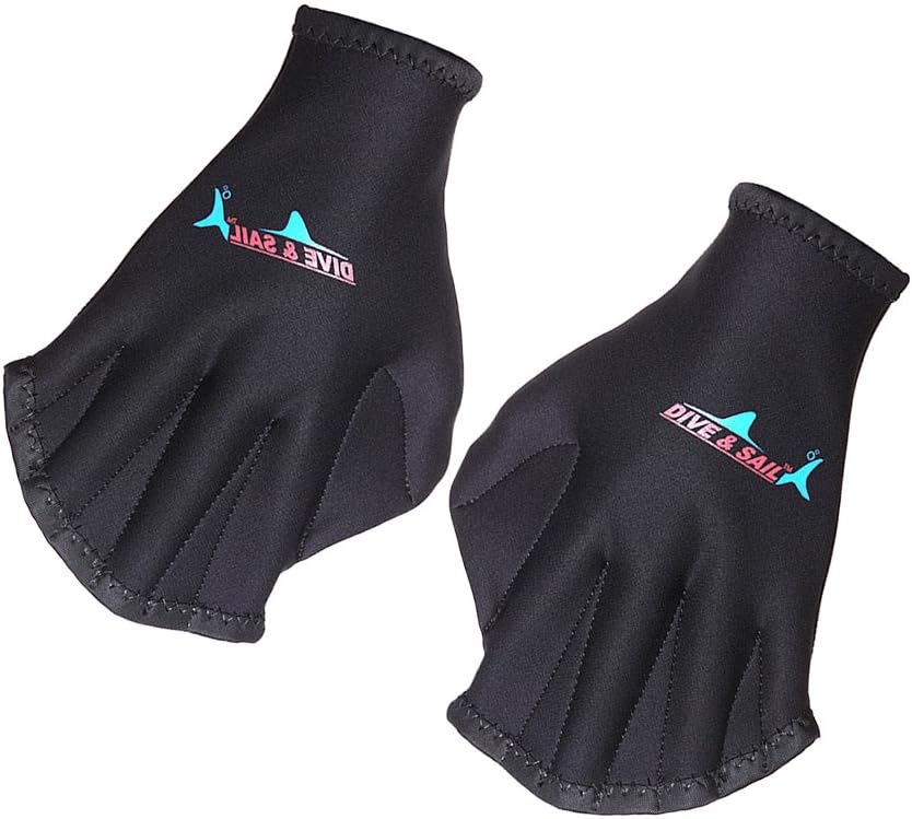 WINOMO 1 Pair Webbed Swimming Gloves Aquatic Traning Fit Paddles Water Resistance Diving Hand Web (Black) : Sports & Outdoors