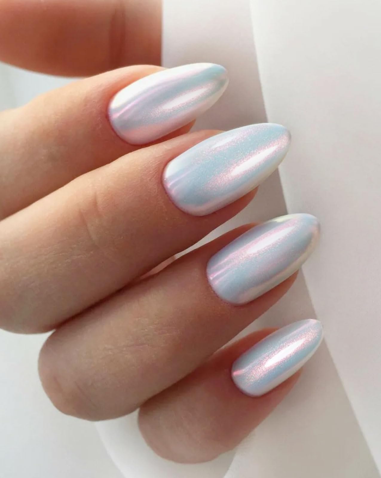 JMEOWIO Gel Nail Stickers Light Aurora Mermaid Green Semi Cured Gel Nail Strips Wraps UV/LED Nails Art Design Decoration Accessories