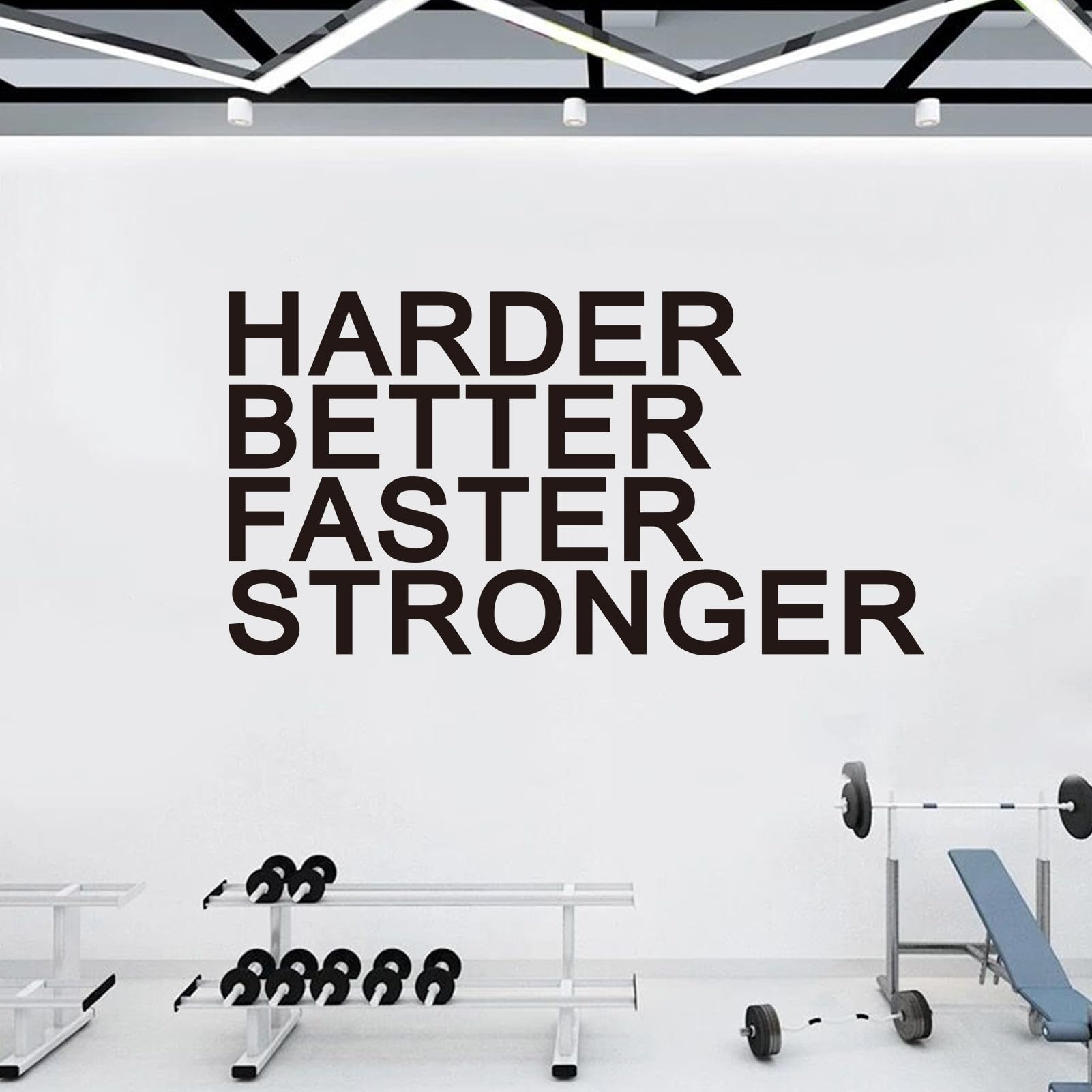 VODOE Harder Better Faster Stronger Wall Decals Motivational Office Gym Wall Stickers Inspirational Quotes School Classroom Sports Positive Fitness Garage Vinyl Art Wall Decor 28.6"X15"