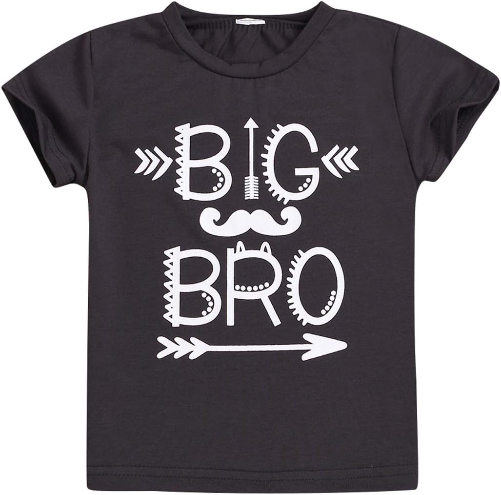 Sinhoon Baby Brother T Shirt Clothes Little Brother Big Brother Matching Outfits Short Sleeve Tops Summer Clothes (B-Black, 3-4 Years)