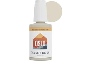 Oslo Home Porcelain + Appliance Touch Up Paint, Desert Beige, 20ml, High Gloss, w/Brush in Bottle, for Bathroom Fixtures, Metal