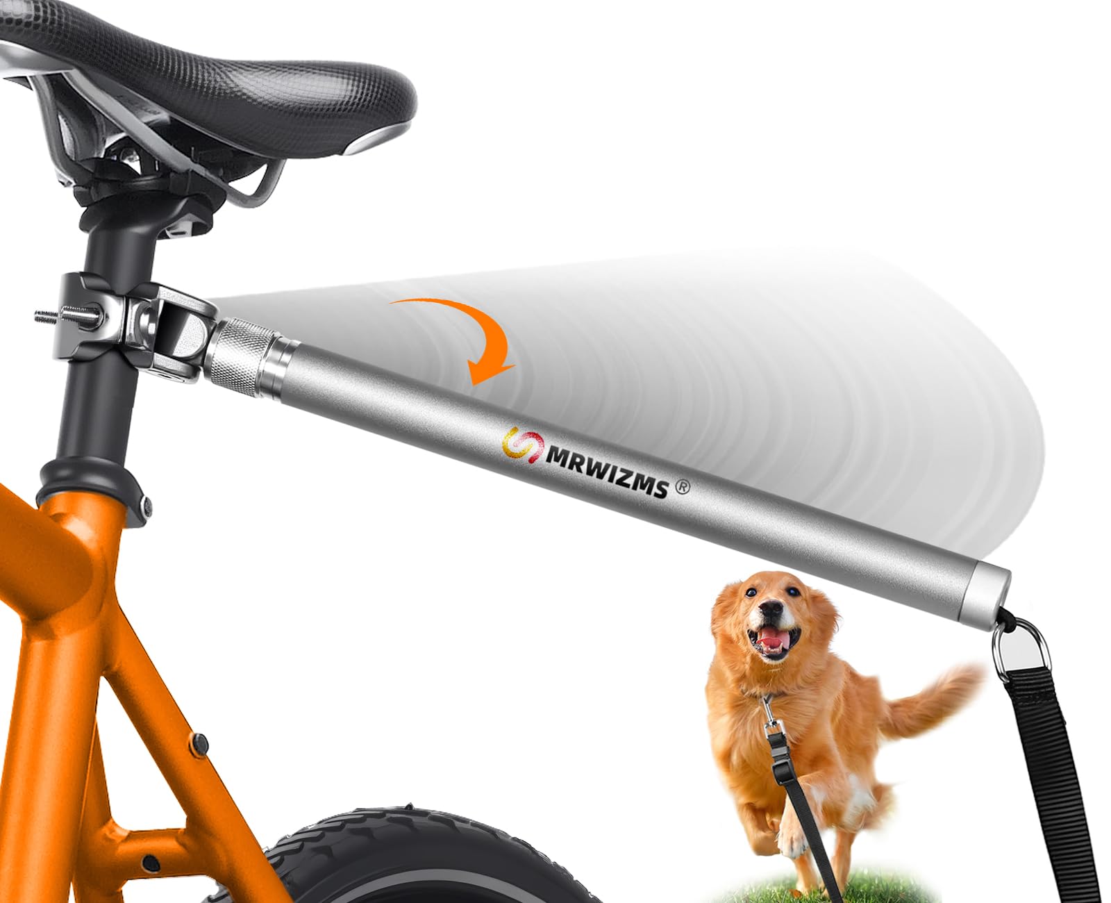 Dog Bike Leash - Rotatable 180°, Shock Absorption | Adjustable, Removable, Outdoor Exercise/Training Jogging/Biking, Safety Bicycle Leash